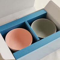 SAKUZAN Sara Gift B Set (2 Rice Bowls & 2 Small Oval Plates) - Pink x Gray