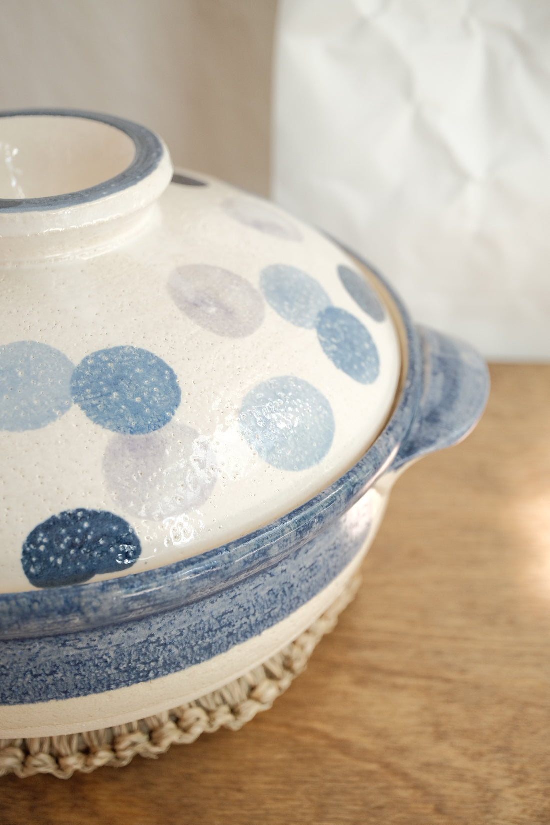 Donabe Banko Ware No.8 Blue Dot Clay Pot