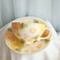 Seto Ware Flower Coffee Cup With Saucer