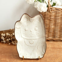 Mashiko Pottery Yoshizawa Lucky Cat Plate