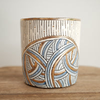 Cool Banana Black Pottery with Gold Detailing Mug - Lined Pattern