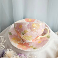 Seto Ware Flower Coffee Cup With Saucer