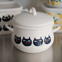 Plune Enamel Two-Handed Pot - Cat