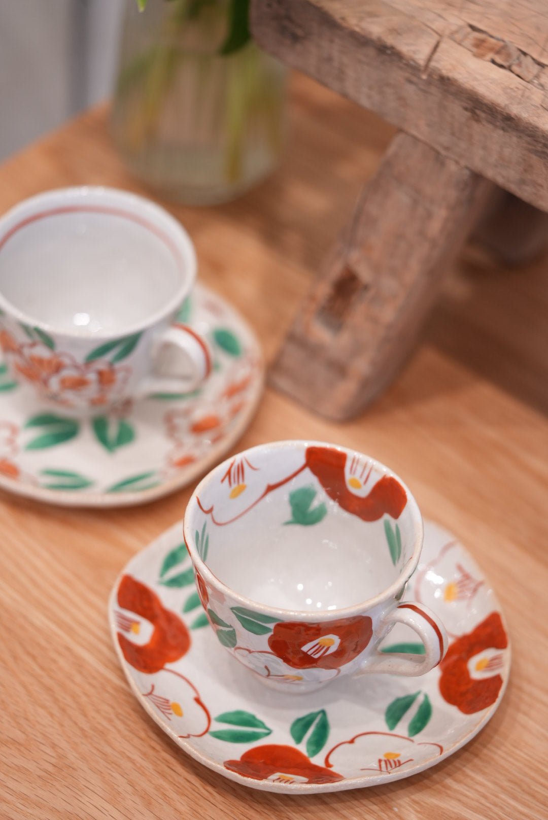 Seto Ware Flower Coffee Mug and Saucer Set