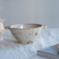 Akemi Suzuki 鈴木明美 - White Wall Double Handled Bowl AS09