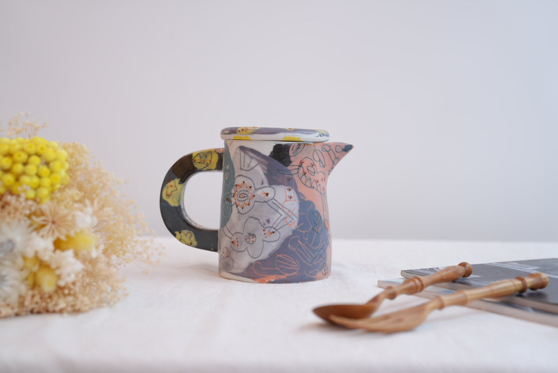 Hamasaka Naoko 浜坂尚子  Hand Painted Jug with Lid - HN12 #2