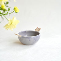 Fumiko Kondo 近藤布美子 - Purple Cat Bowl with Handle FK12