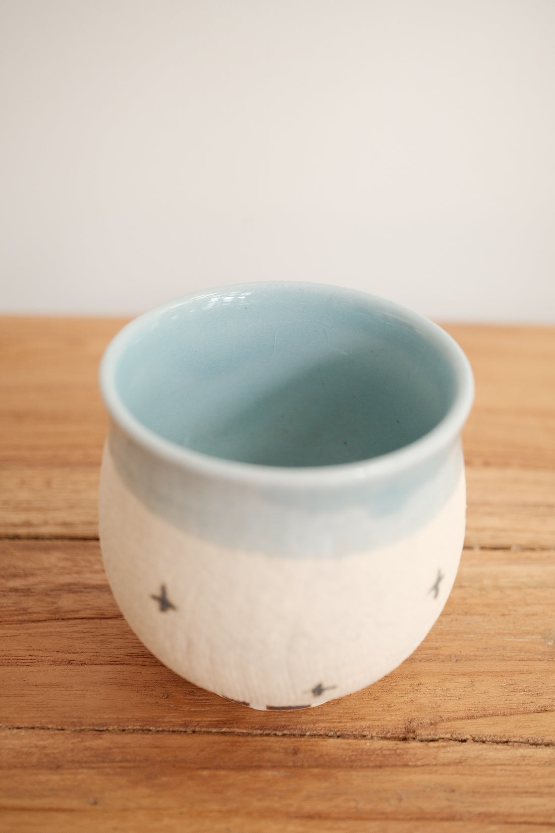 Mino Ware Coarse Pottery Teapot and Tea cup - Light Blue