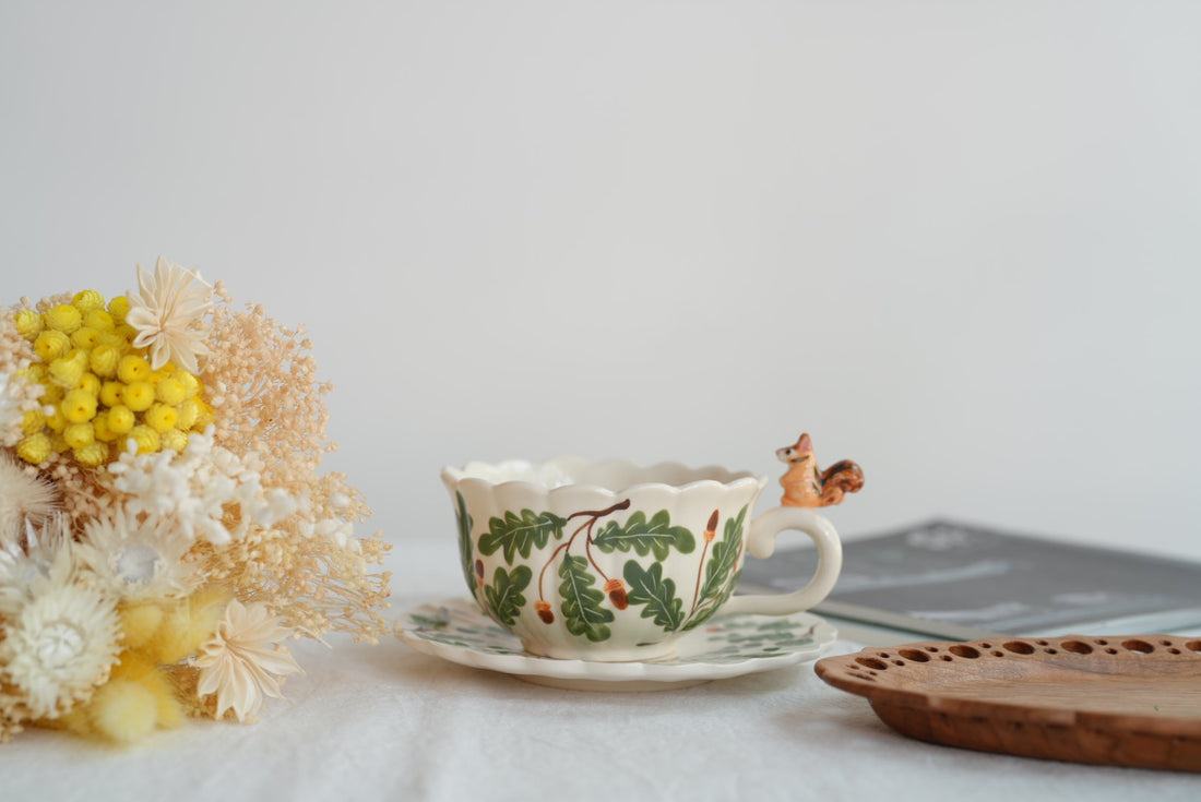 Sugar Poppo Mug with Saucer - Pinecone SP16