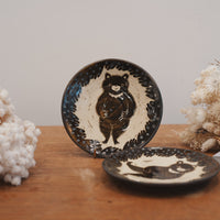 Tomoko Kubo コンガリ舍 Bear Plate Black and White TK14