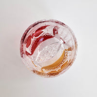 Edo Kiriko Whisky Glass Rock Glass "Butterfly" Yellow/Red by Junichi Nabetani, Master of traditional crafts