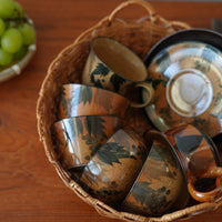 SiShuang Retro Checked Coffee Cup w Saucer Set