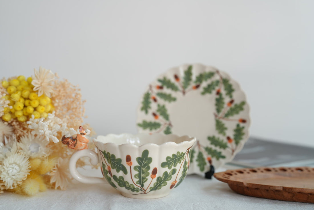 Sugar Poppo Mug with Saucer - Pinecone SP16