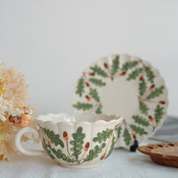 Sugar Poppo Mug with Saucer - Pinecone SP16