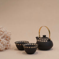 Kei Mitsumochi ミツ持啓 Floral Tea Set - Black KM72