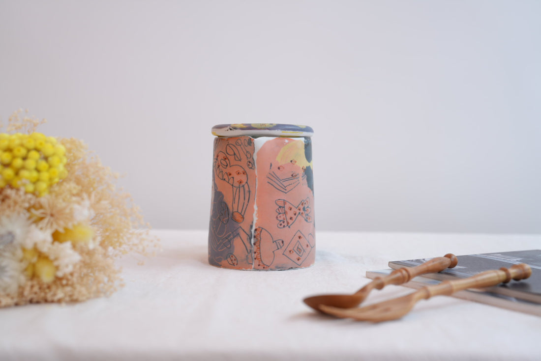 Hamasaka Naoko 浜坂尚子  Hand Painted Jug with Lid - HN12 #2