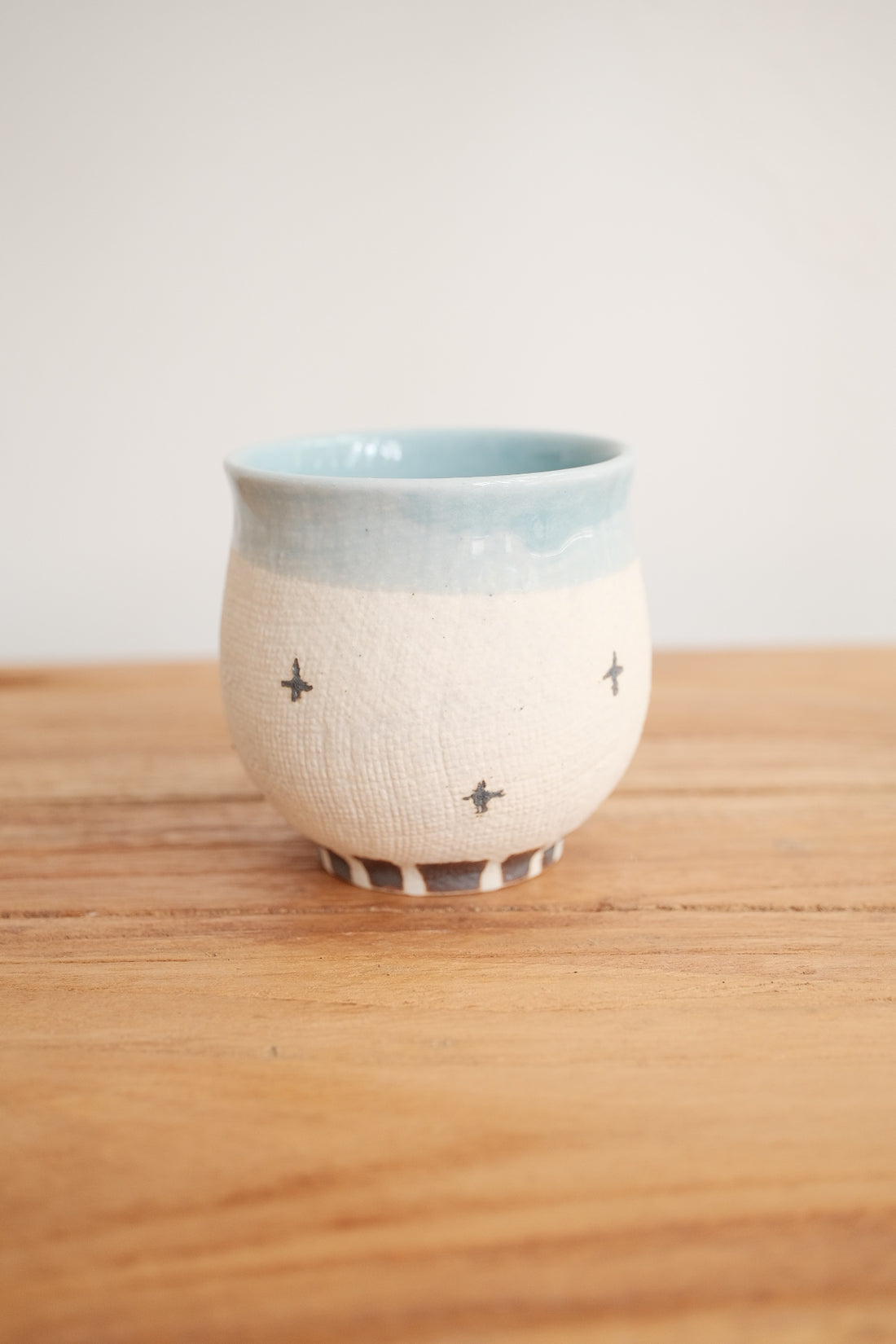 Mino Ware Coarse Pottery Teapot and Tea cup - Light Blue