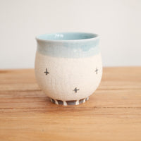 Mino Ware Coarse Pottery Teapot and Tea cup - Light Blue