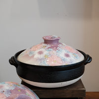 Setoware Flower Donabe Claypot - Purple