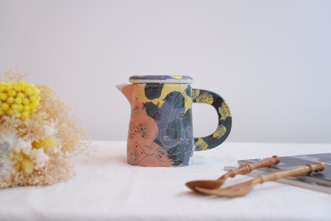 Hamasaka Naoko 浜坂尚子  Hand Painted Jug with Lid - HN12 #2