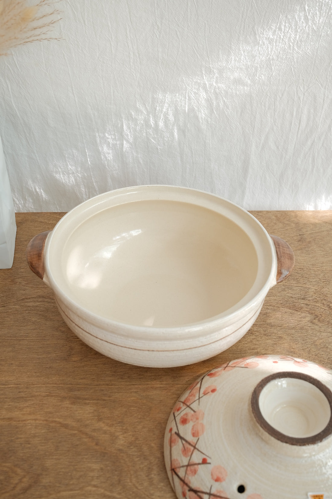 Donabe Banko Ware No.8 Pink Flower Clay Pot