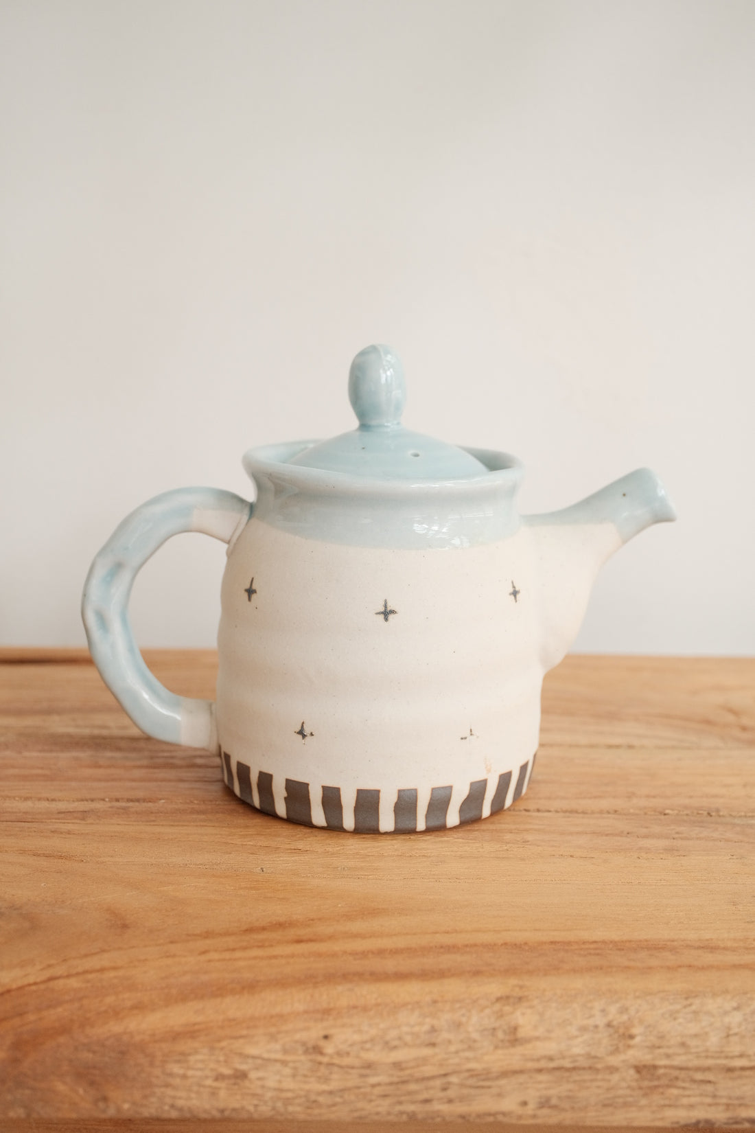 Mino Ware Coarse Pottery Teapot and Tea cup - Light Blue