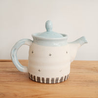 Mino Ware Coarse Pottery Teapot and Tea cup - Light Blue