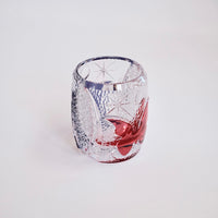 Edo Kiriko Whisky Glass Rock Glass "Butterfly" Purple/Red by Junichi Nabetani, Master of traditional crafts