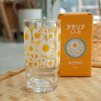 Aderia Glass Retro Tumbler - Yellow Flower