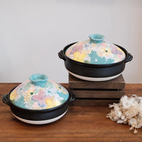 Setoware Flower Donabe Claypot - Sky
