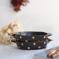 Akemi Suzuki 鈴木明美 - Dots Oval Baking Bowl - Small AS07