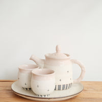 Mino Ware Coarse Pottery Teapot and Tea cup - Pink