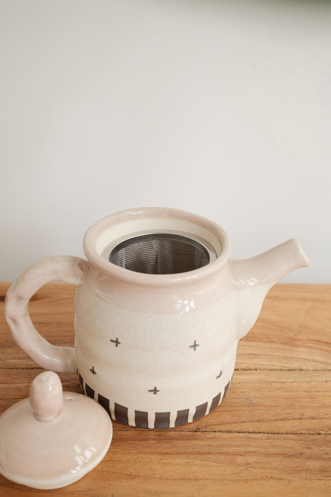 Mino Ware Coarse Pottery Teapot and Tea cup - Pink