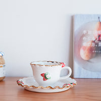 Aiko Miura 三浦愛子 Strawberry Mug with Saucer - White AM14