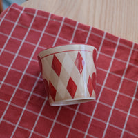 SiShuang Red Checked with Butterfly Coffee Cup