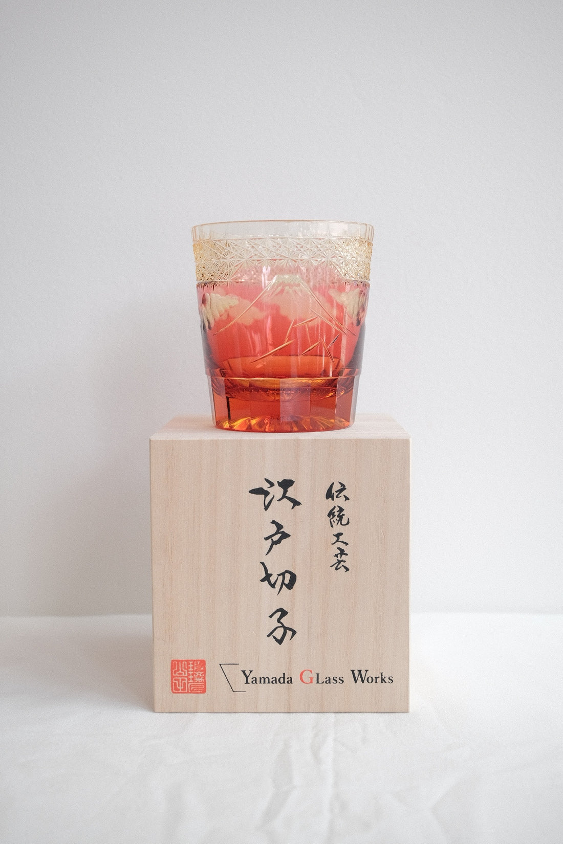 Harisho Yamada Glass - 山下白雨 Whiskey Crystal Glass- Red