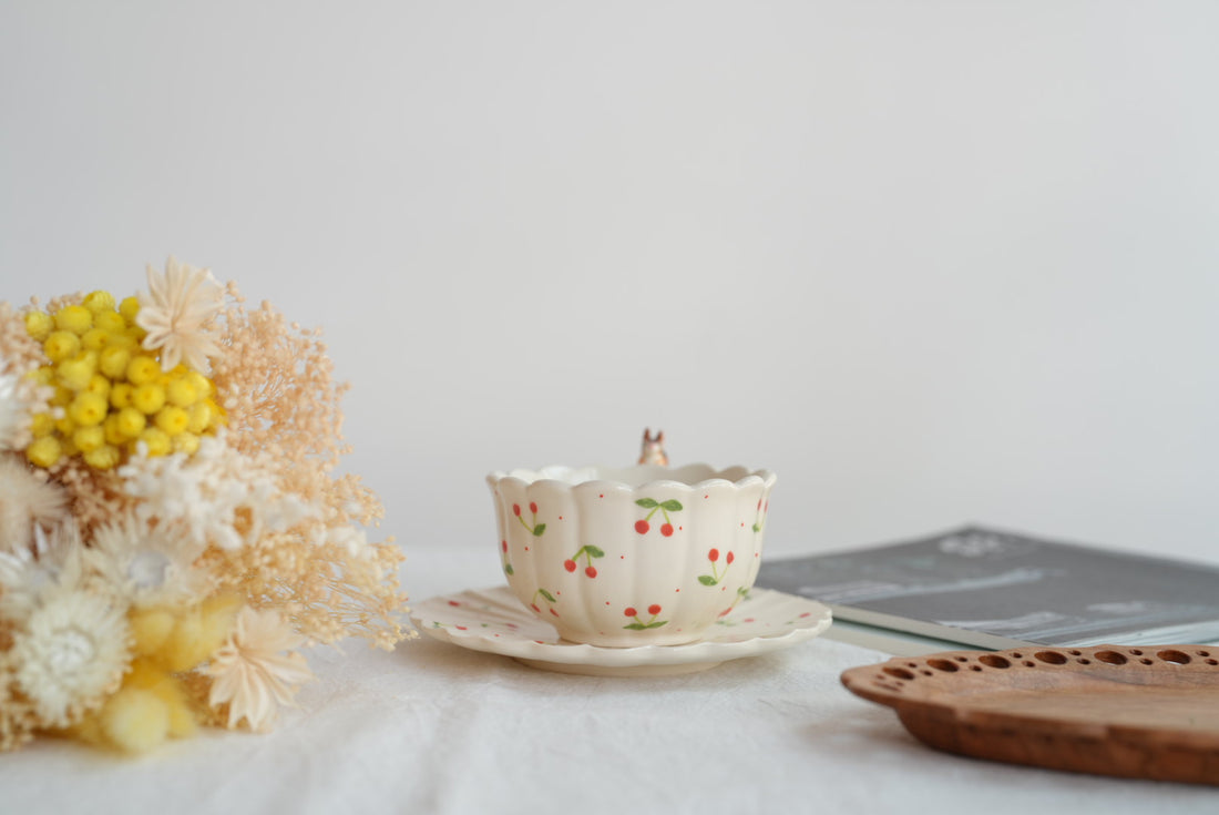 Sugar Poppo Mug with Saucer - Cherry SP18