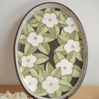 Cool Banana Black Pottery with Gold Detailing Large Oval Serving Plate