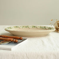 谷口なづみ Flower Embossed Ceramic Oval Plate