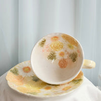 Seto Ware Flower Coffee Cup With Saucer
