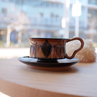 SiShuang Retro Checked Coffee Cup w Saucer Set