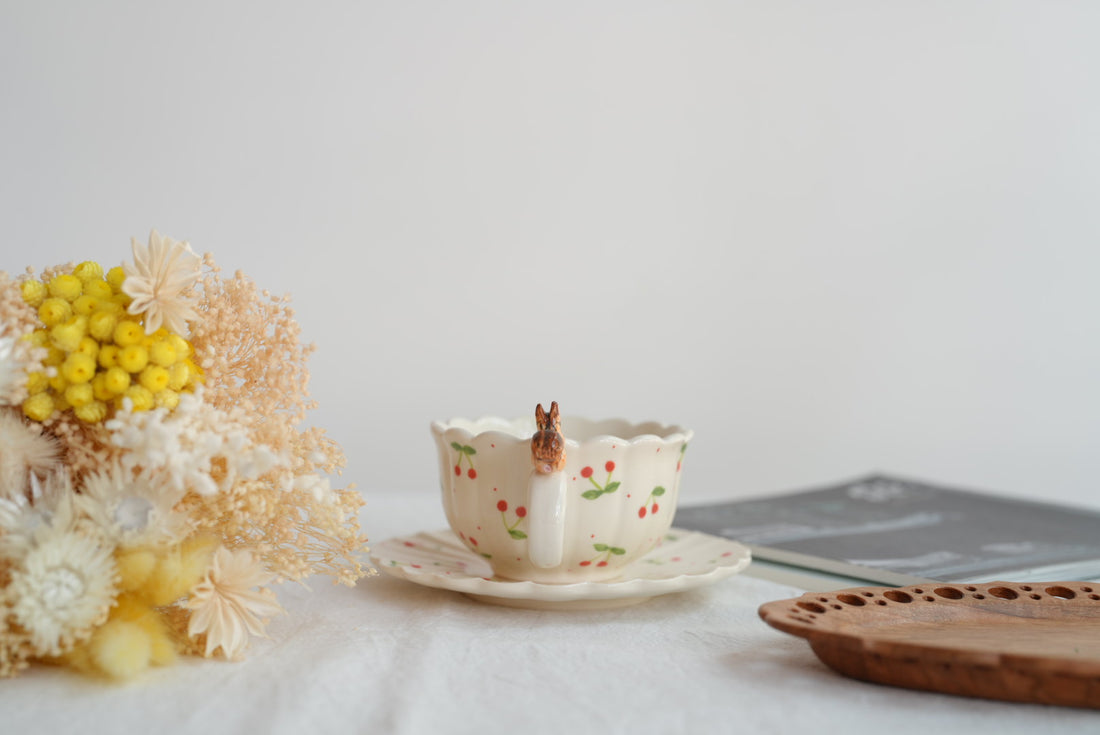 Sugar Poppo Mug with Saucer - Cherry SP18