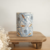 Cool Banana Black Pottery with Gold Detailing Blue Flower Tall Mug with Lid