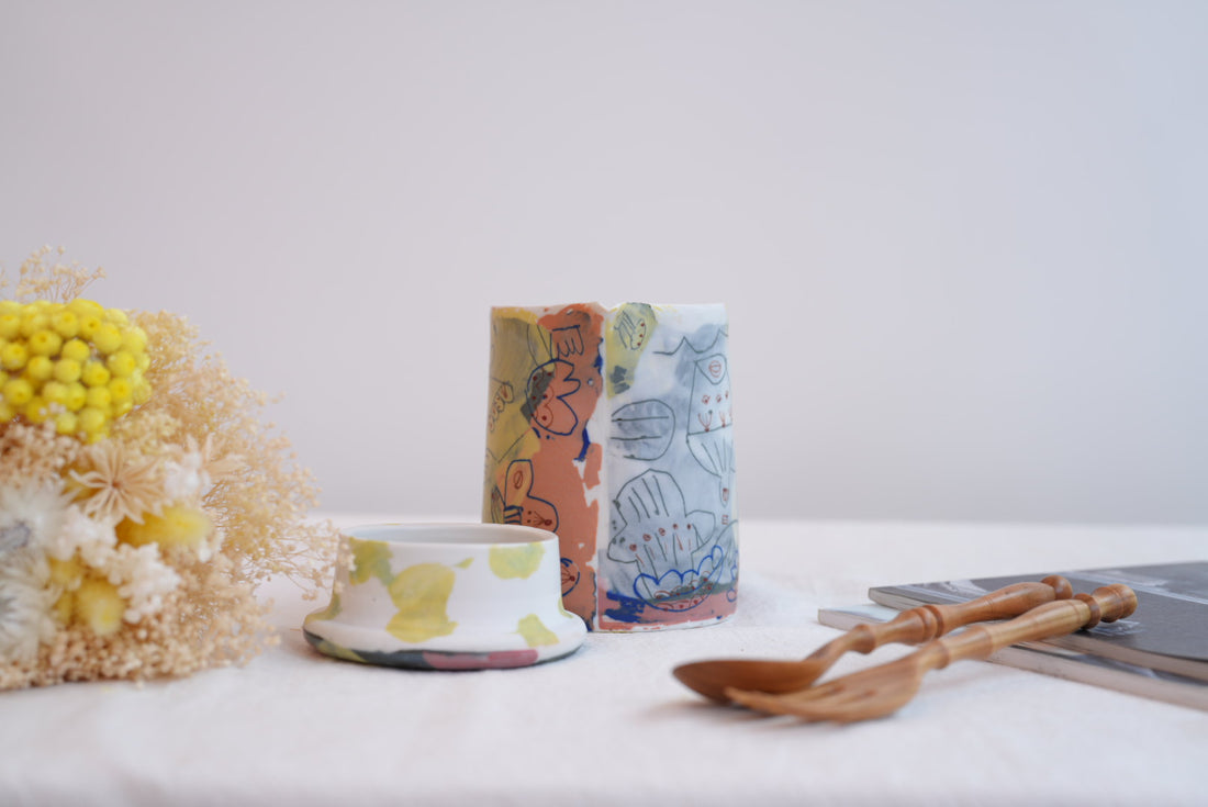 Hamasaka Naoko 浜坂尚子  Hand Painted Jug with Lid - HN12 #1