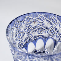 Edo Kiriko Whisky Glass Rock Glass "Large Chrysanthemum" Purple by Junichi Nabetani, Master of traditional crafts