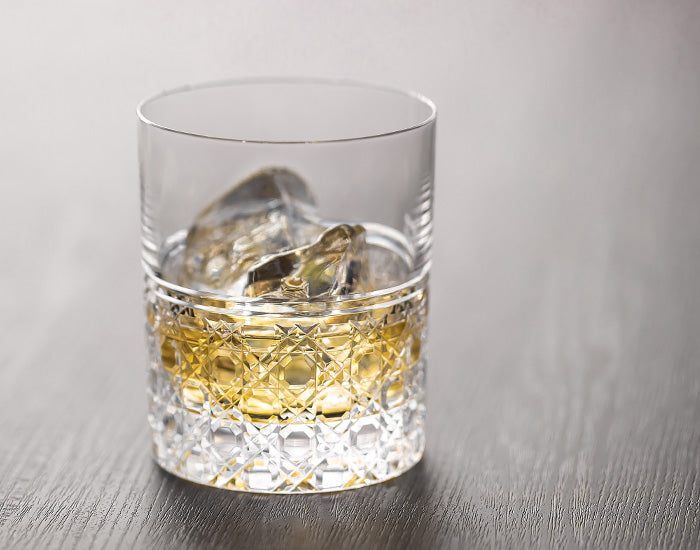 Kagami Crystal - Whiskey Glass, Edo Kiriko “Octagonal Basket Weave”