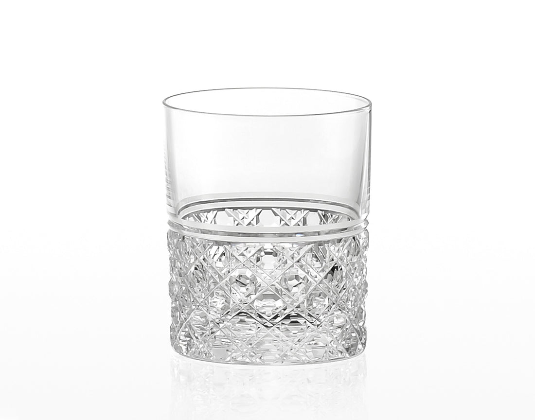 Kagami Crystal - Whiskey Glass, Edo Kiriko “Octagonal Basket Weave”