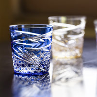 Kagami Crystal - Whiskey Glass, Edo Kiriko “Mai”- Blue