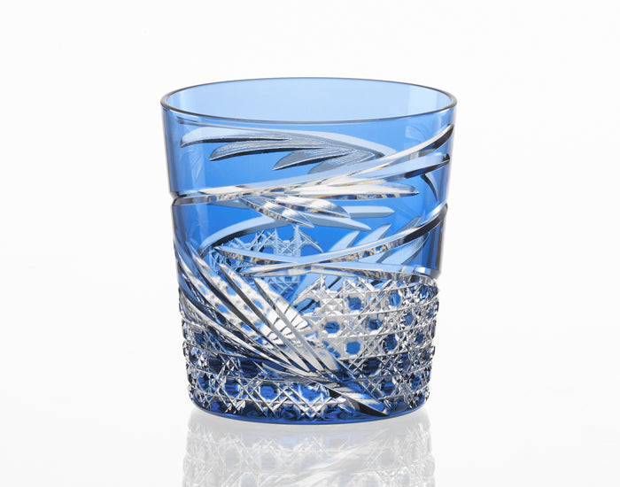Kagami Crystal - Whiskey Glass, Edo Kiriko “Mai”- Blue
