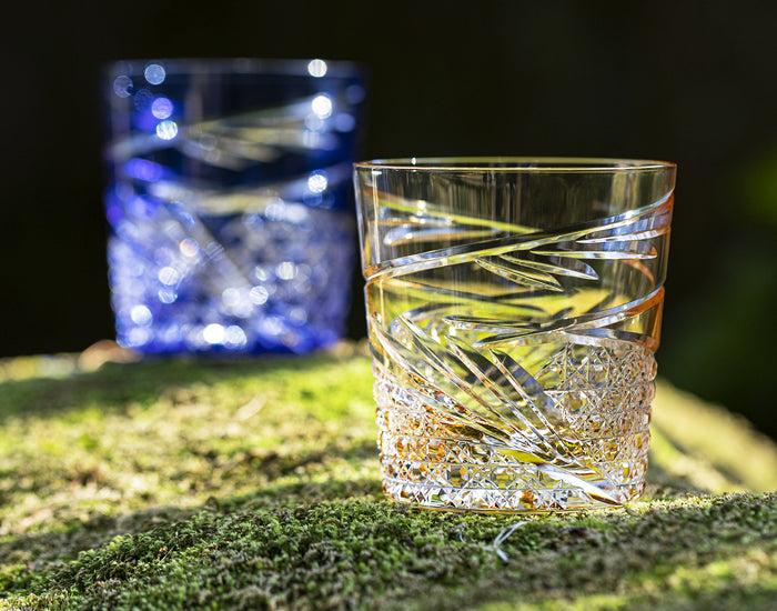 Kagami Crystal - Whiskey Glass, Edo Kiriko “Mai”- Yellow